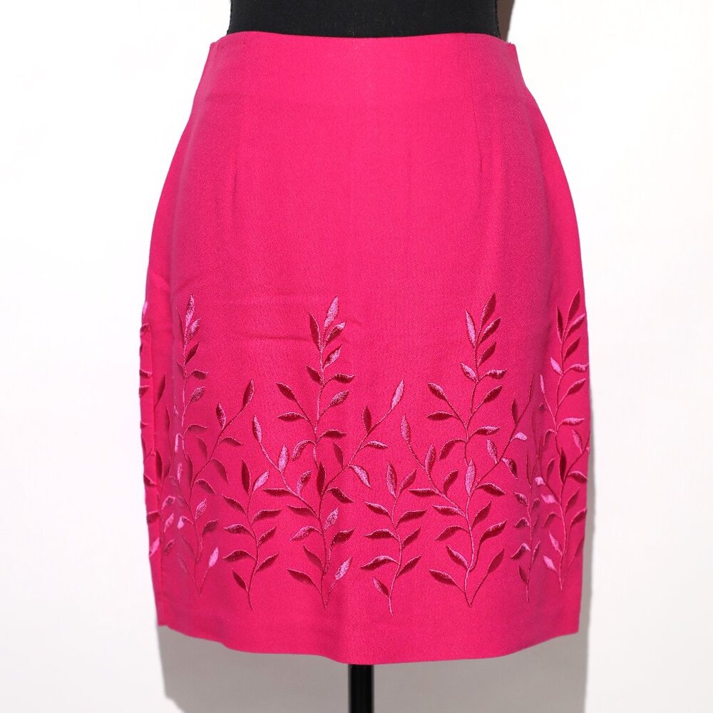 Vintage 80s Glam Hot Pink Skirt | Embroidered | Barbiecore